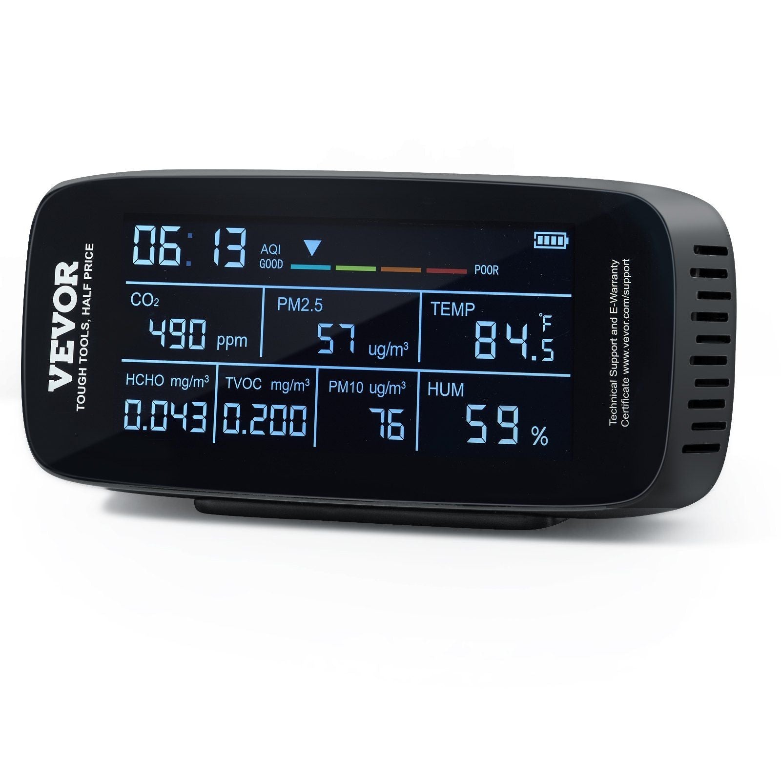 Air Quality Monitor 9-IN-1, CO2, Temperature, Humidity, Formaldehyde TVOC AQI Tester, Professional PM2.5 PM10 PM1.0 Particle Counter for Indoor/Outdoor, Air Quality Meter w/Alarm Thresholds by VYSN