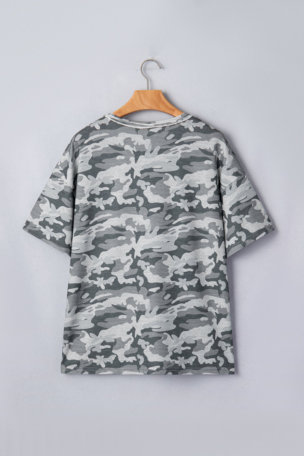 Retro Camo Raw Edge V-Neck Tee by Pretty Bash