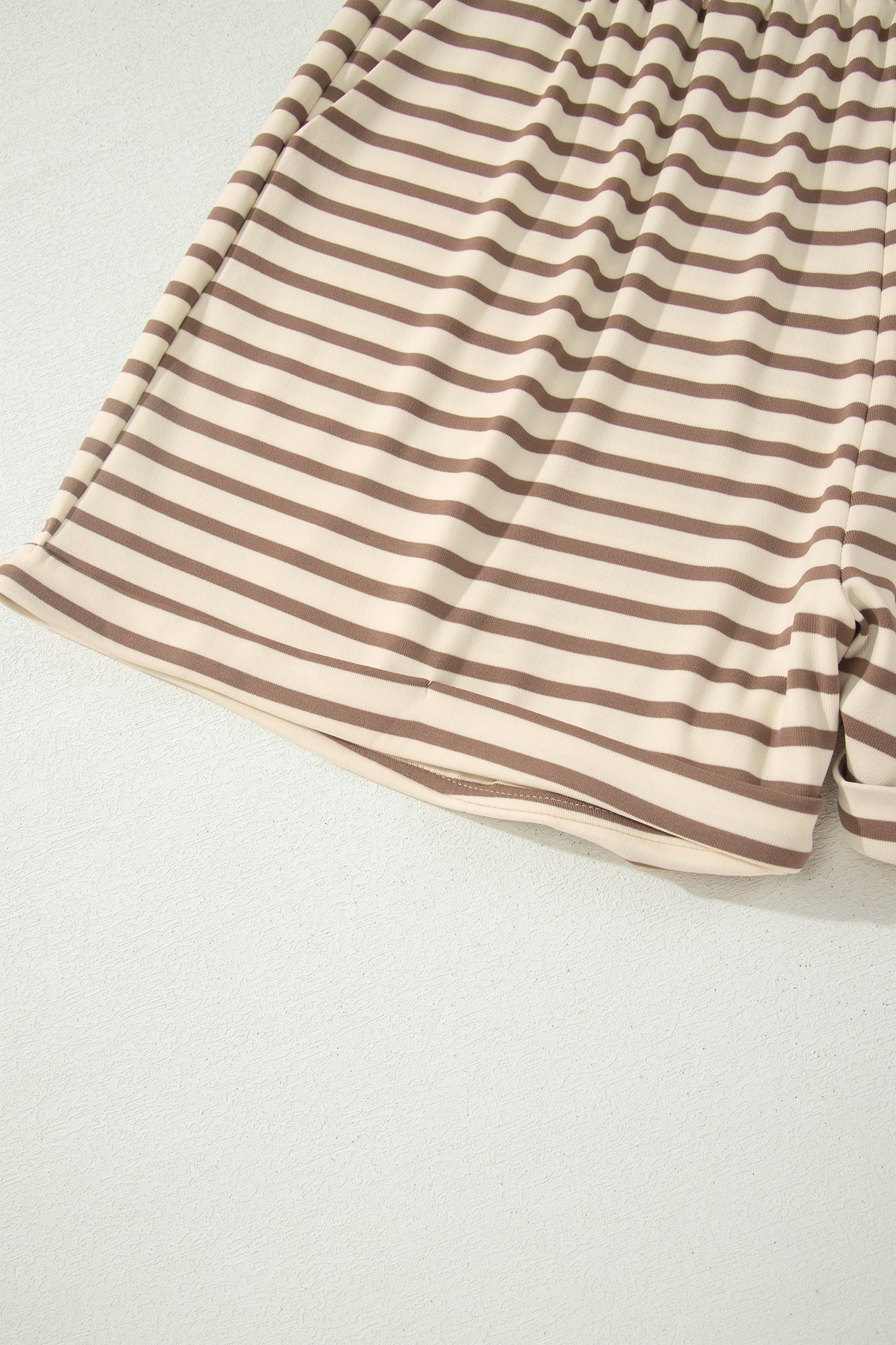 Plus Size Stripe Top & Elastic Waist Shorts Set