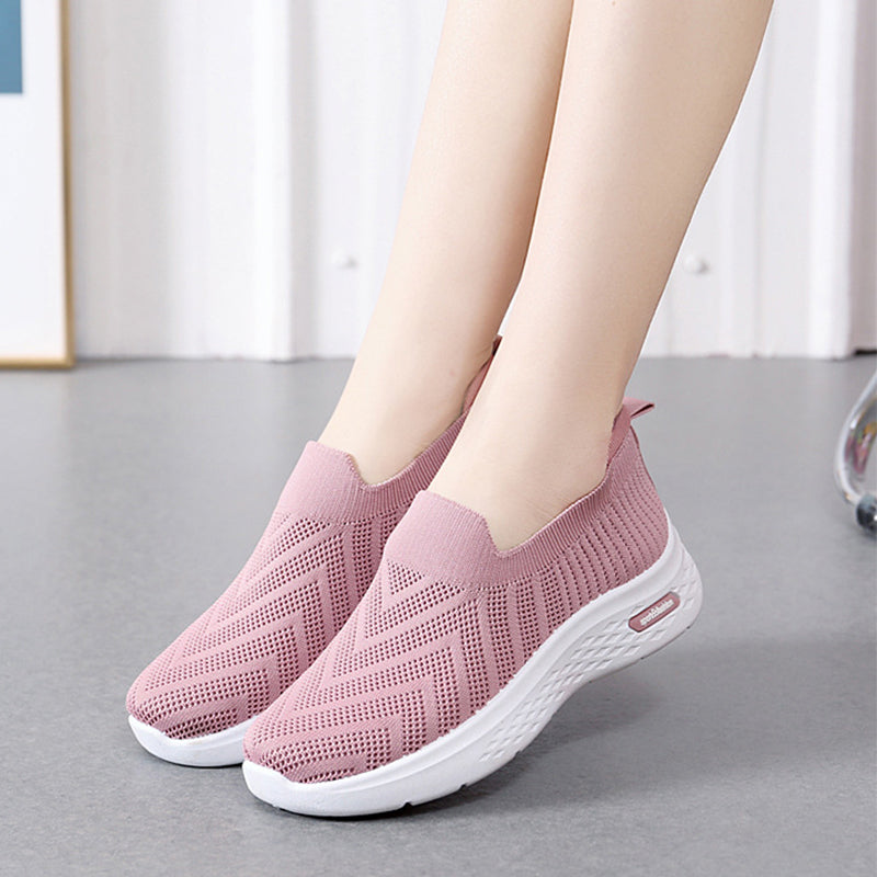 Women's Mesh Slip-On Sneakers | Breathable Lightweight Flat Walking Shoes by Sarah Express