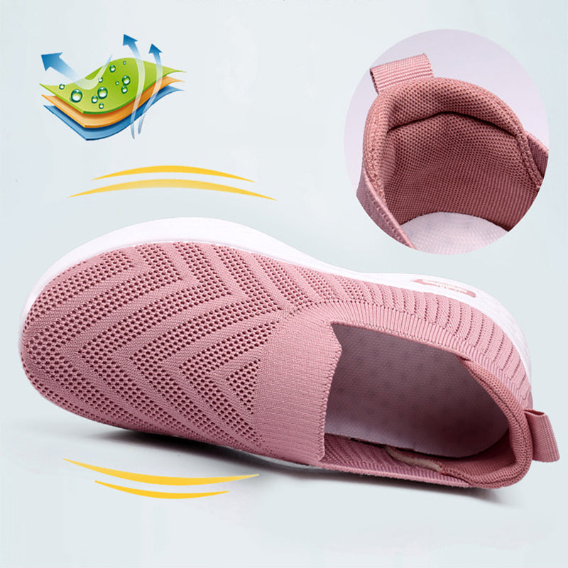Women's Mesh Slip-On Sneakers | Breathable Lightweight Flat Walking Shoes by Sarah Express