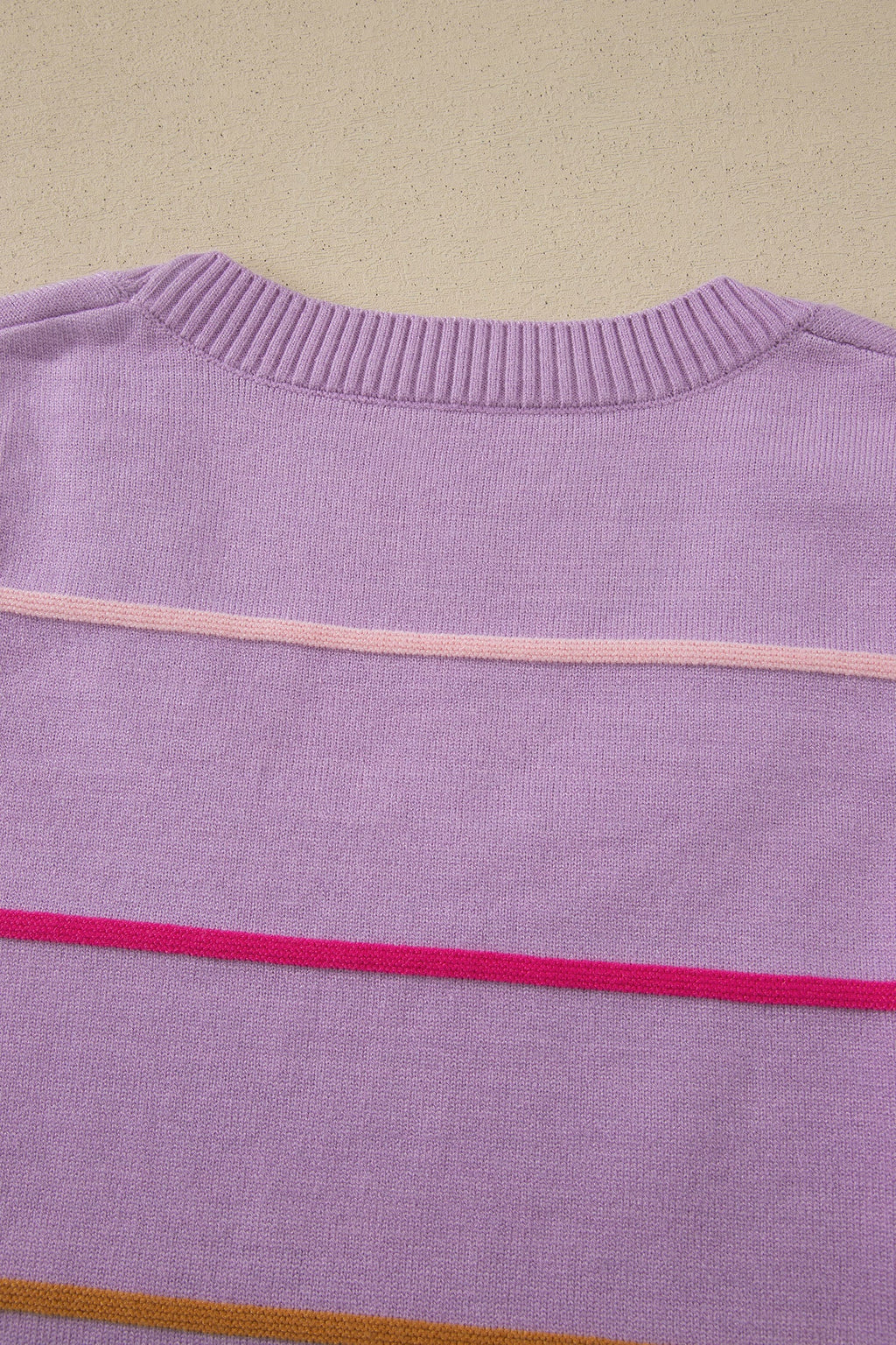 Stripe Ribbed Trim Sleeveless Sweater Knit Tank