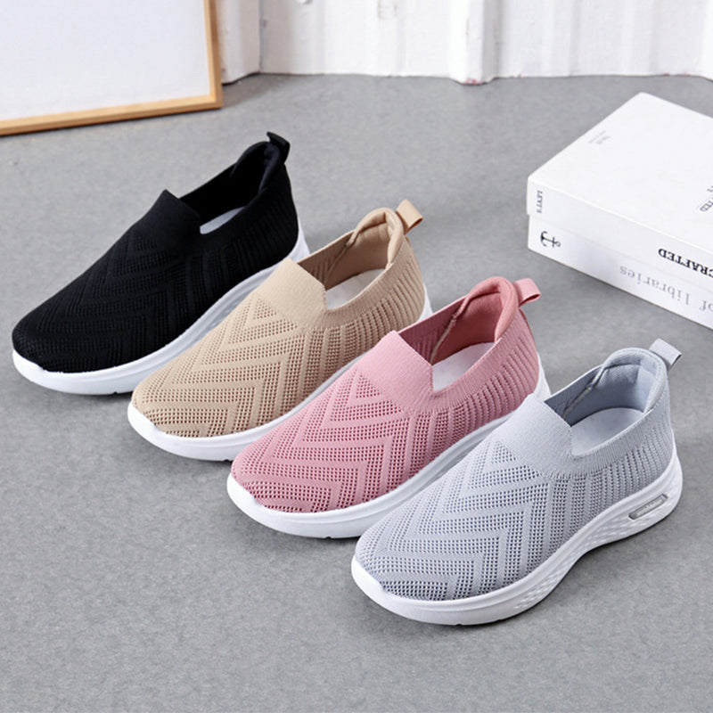 Women's Mesh Slip-On Sneakers | Breathable Lightweight Flat Walking Shoes by Sarah Express