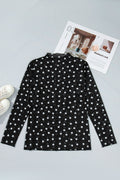 Plus Size Polka Dot Mesh Mock Neck Top
