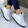 Women's Embroidery Platform Sneakers | Floral PU Lace-Up Chunky Sole Shoes by Sarah Express