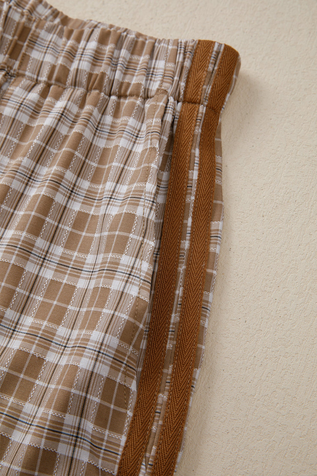 Plaid Bow Tie Contrast Elastic Waist Jogger Pants