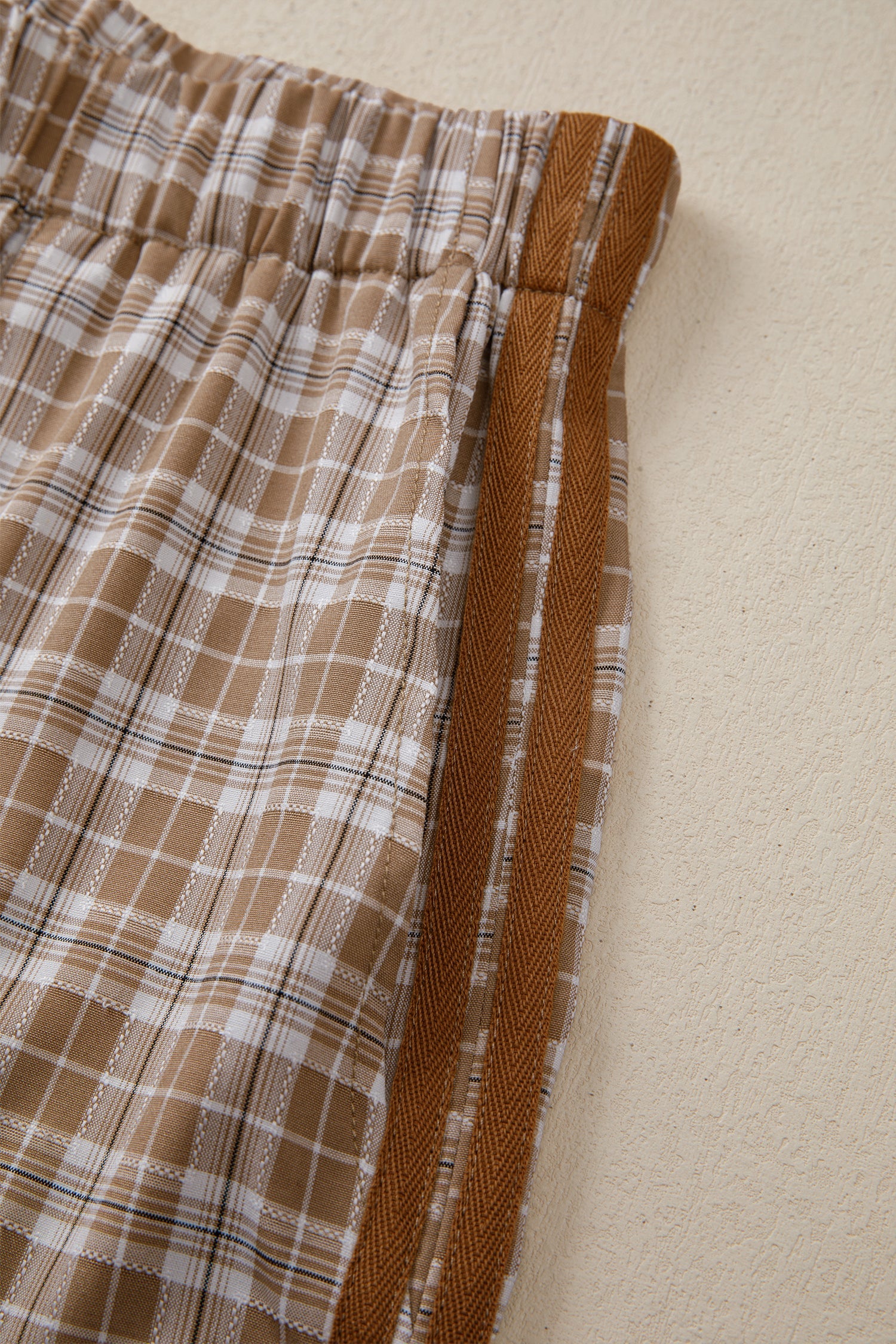 Plaid Bow Tie Contrast Elastic Waist Jogger Pants
