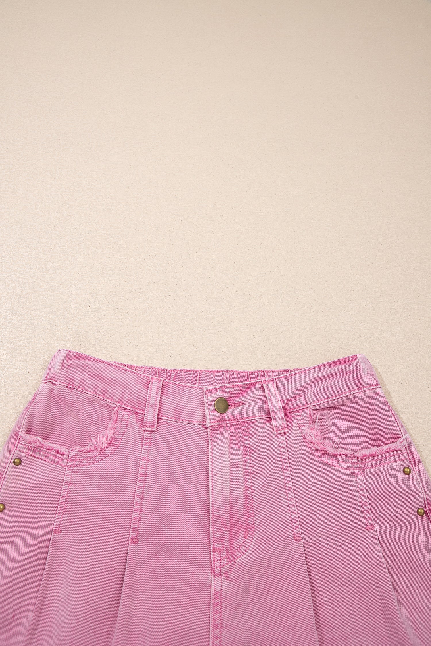 Studded Side Split Hem Wide Leg Jeans