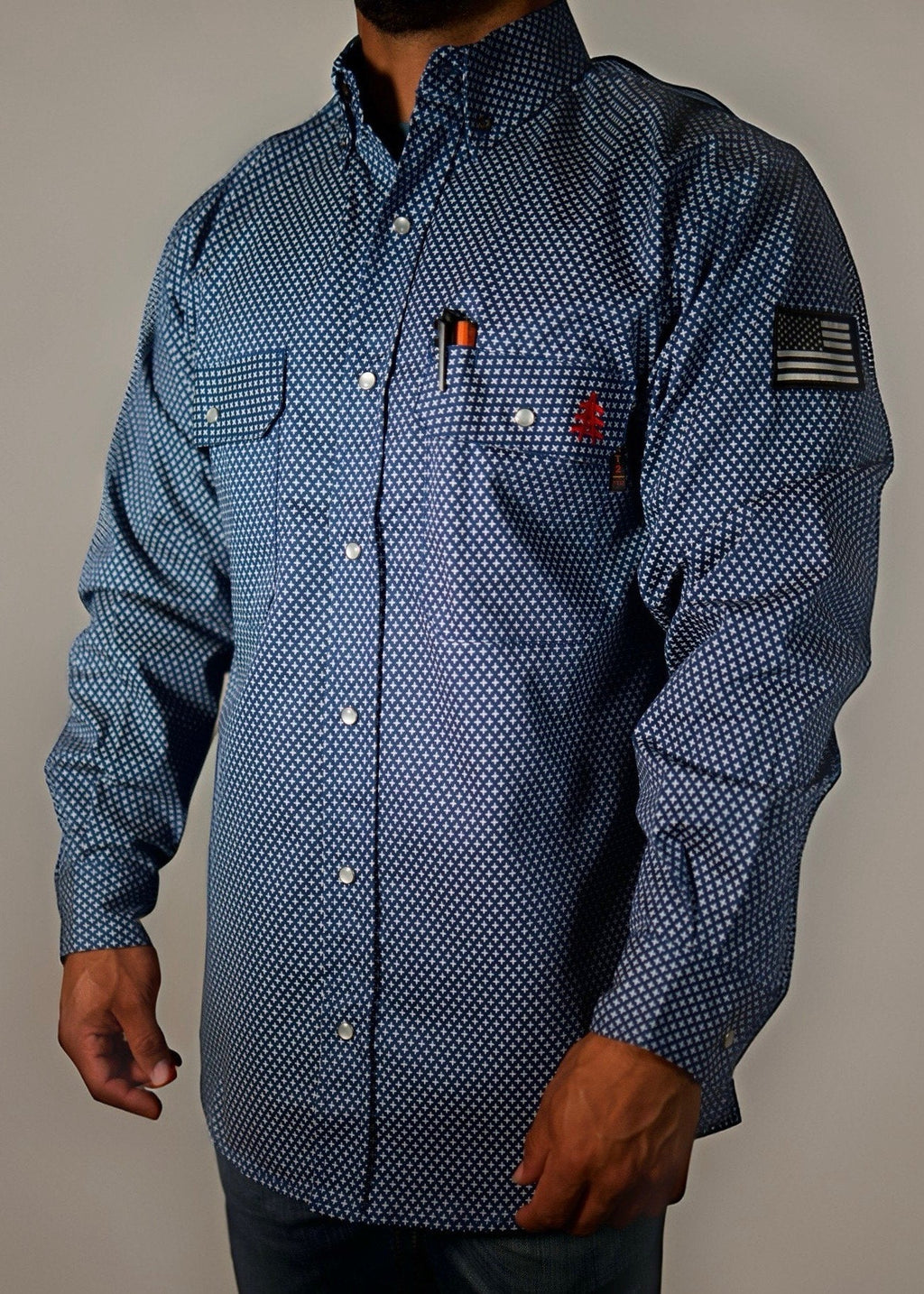 FR Pearl Snap Work Shirt - Honor Navy by Static FR