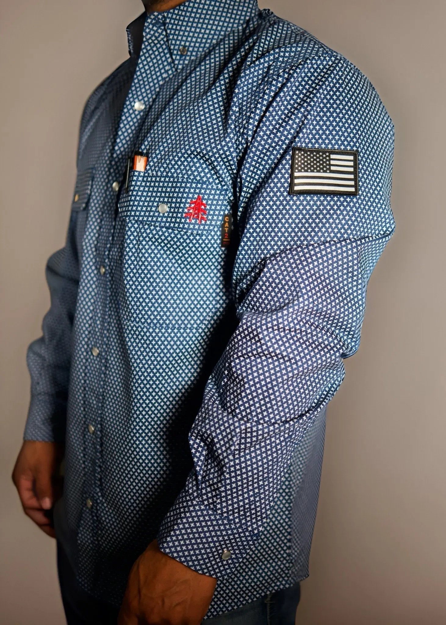 FR Pearl Snap Work Shirt - Honor Navy by Static FR