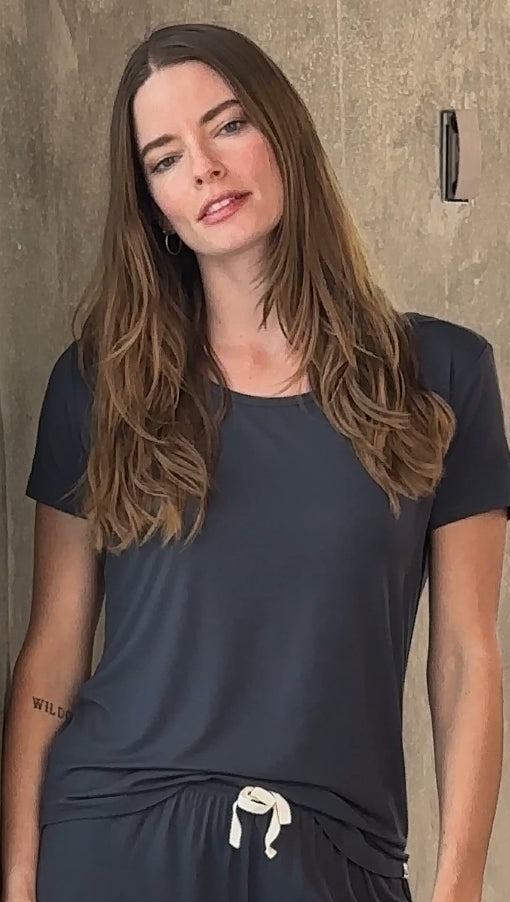 Women’s Bamboo Lounge Set - Lounge T-Shirt + Lounge Shorts by Spun Bamboo