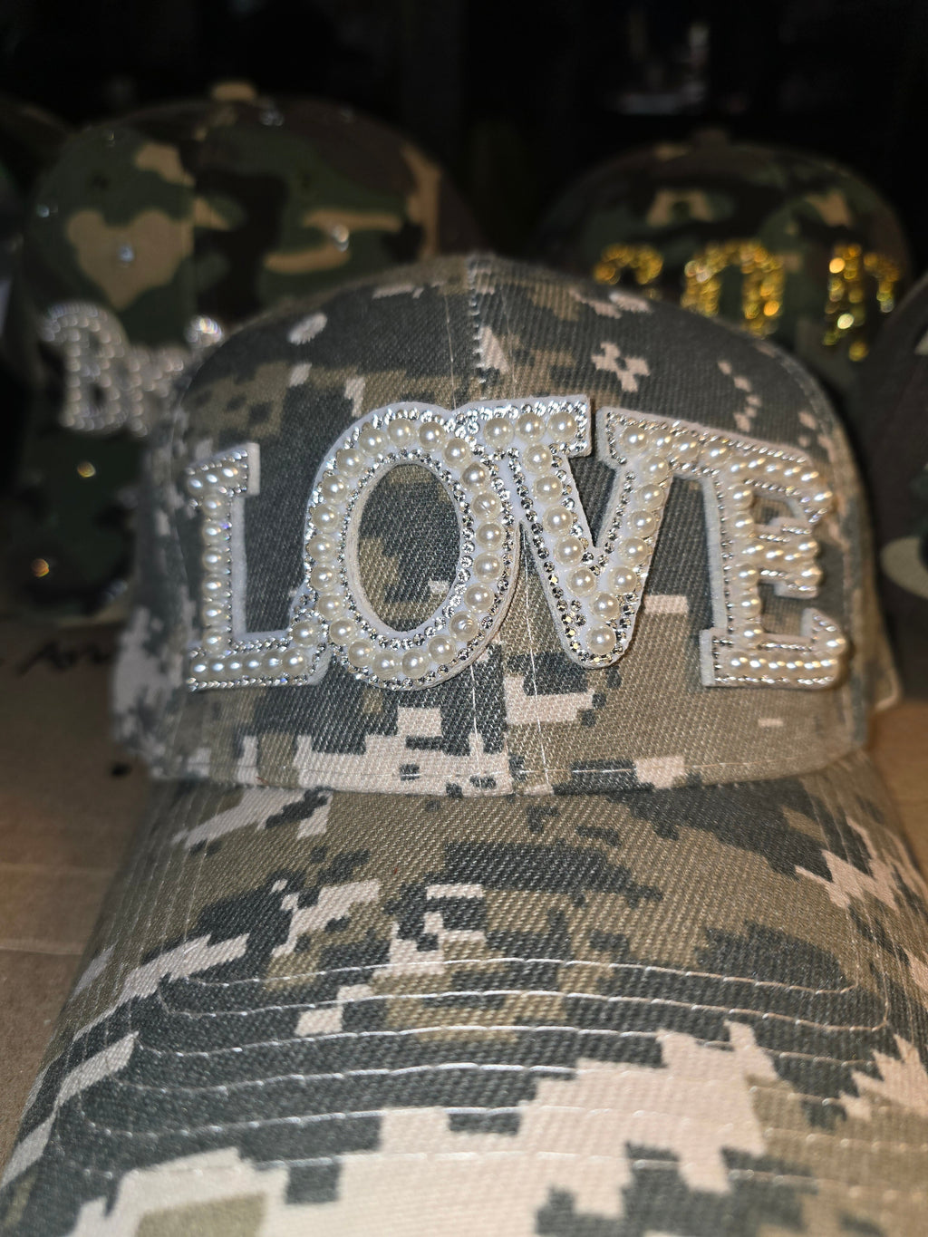 LOVE Pearl Camo Hat | Statement Hat | Grit, Grace & Love Combined by Love & Lyrics Designs
