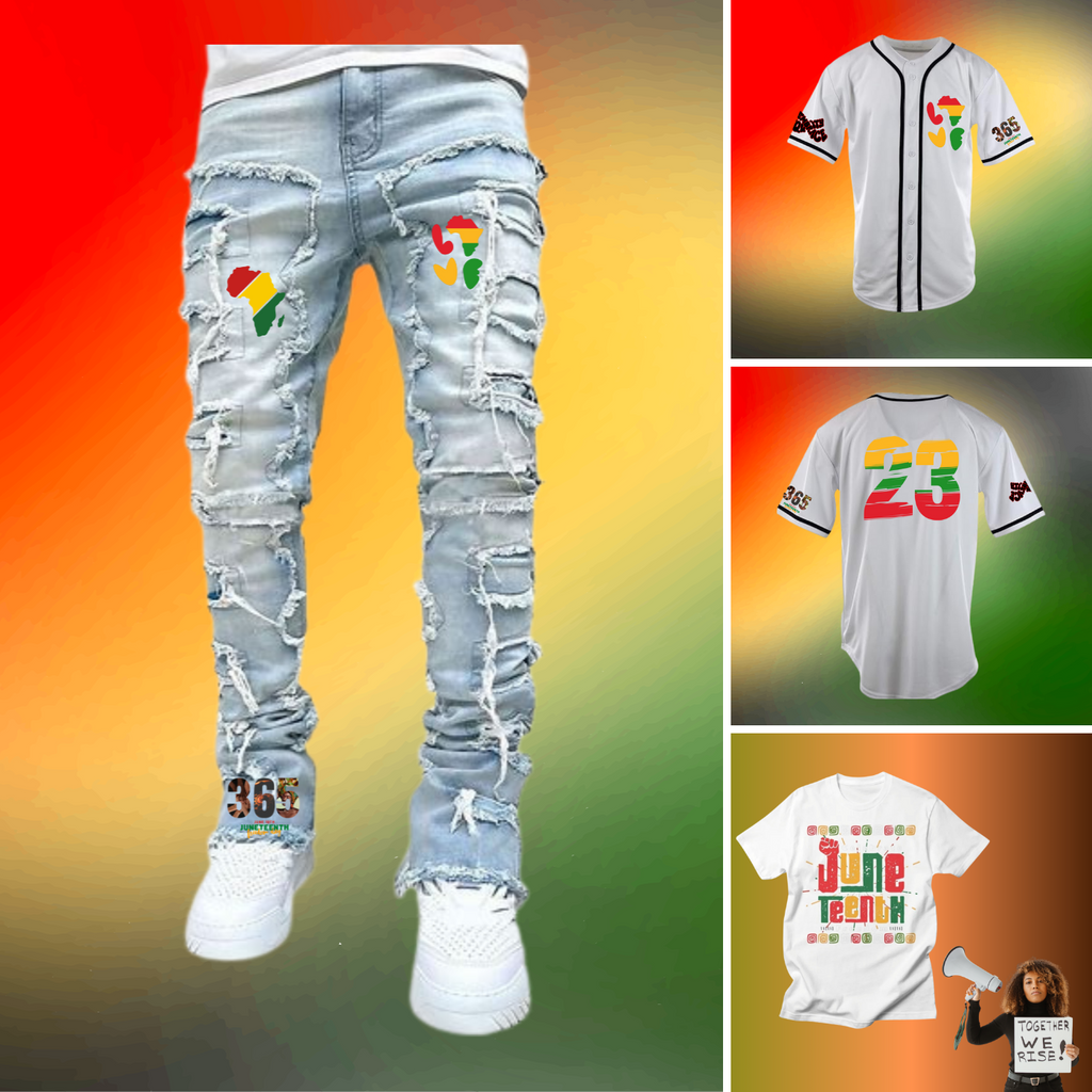 Juneteenth ONE LOVE Jersey. Jeans, T-shirt Set by Love & Lyrics Designs