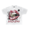 Rockstar Streetwear White Cotton Tee Casual Wardrobe Essential True To Size For Confident Everyday Style by ArnukiClothing