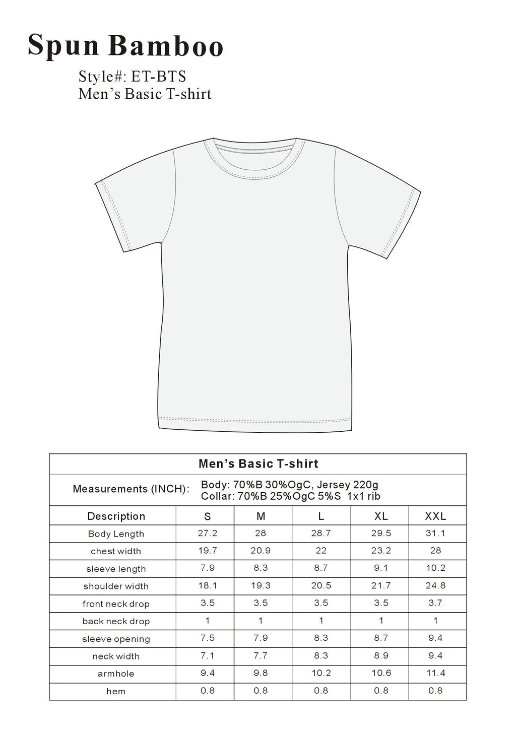 Clearance Men's Bamboo Short Sleeve T-Shirt - Classic Cut by Spun Bamboo