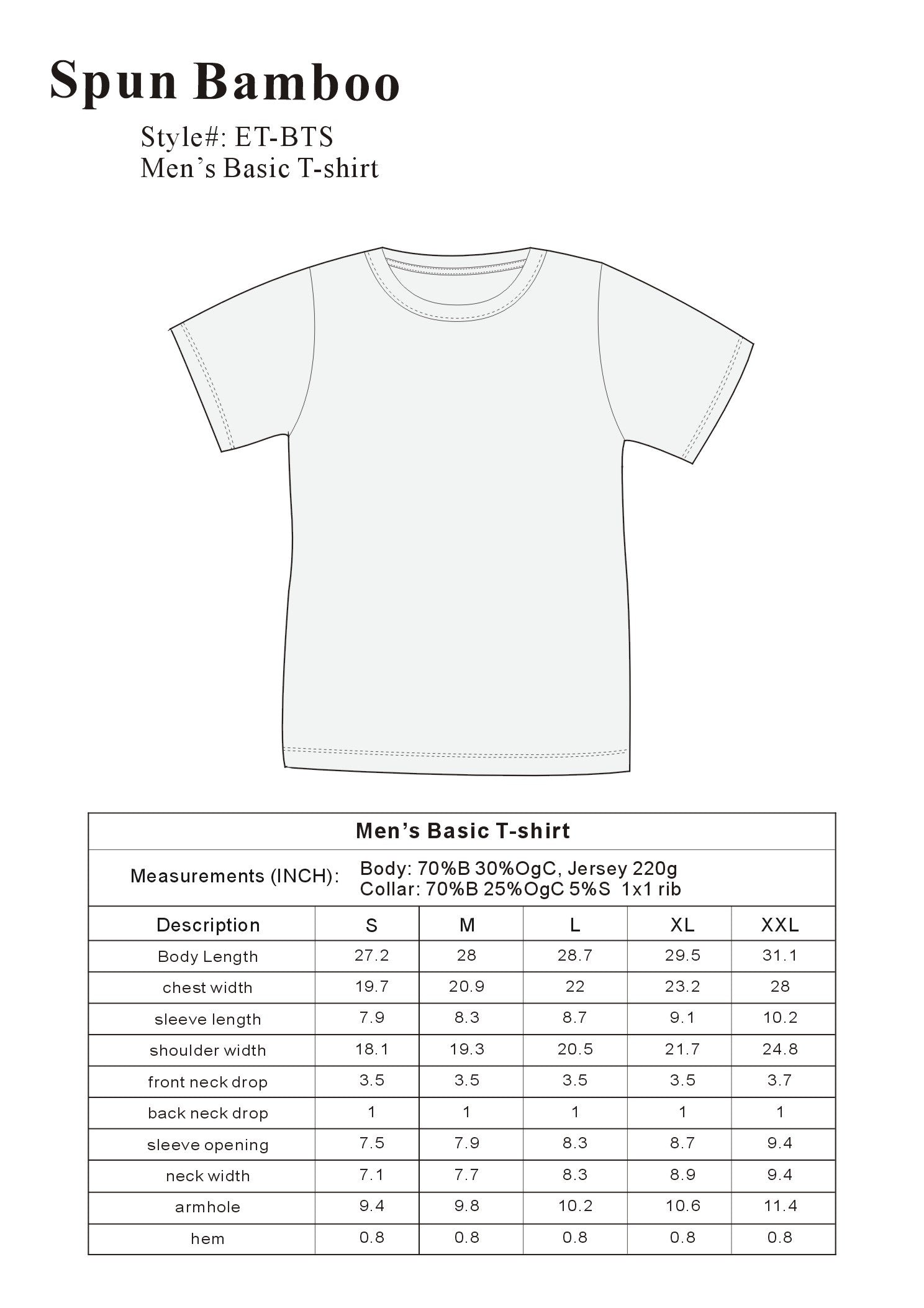 Clearance Men's Bamboo Short Sleeve T-Shirt - Classic Cut by Spun Bamboo