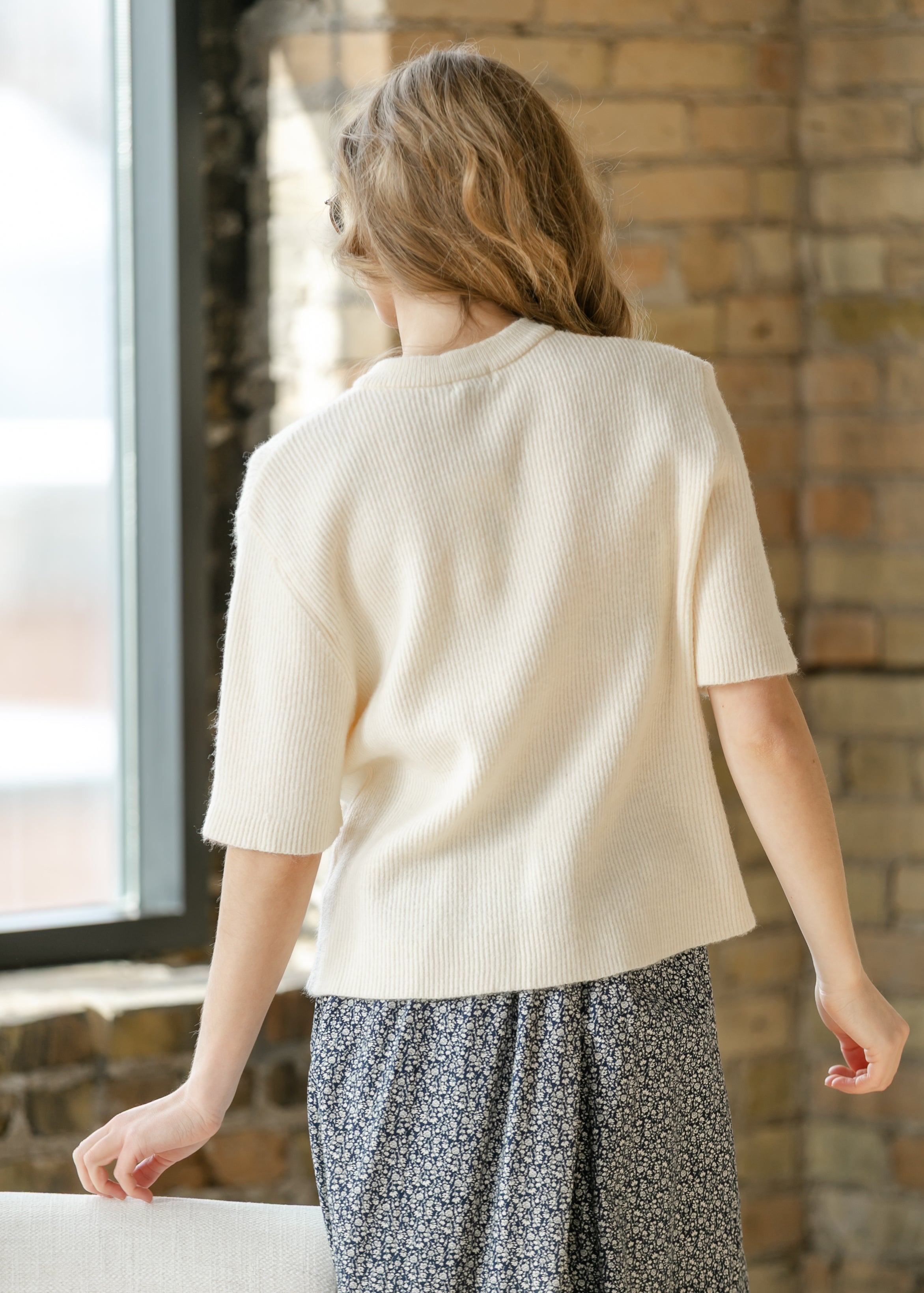 Zadie Ivory Short Sleeeve Button Cardigan by Inherit Co.